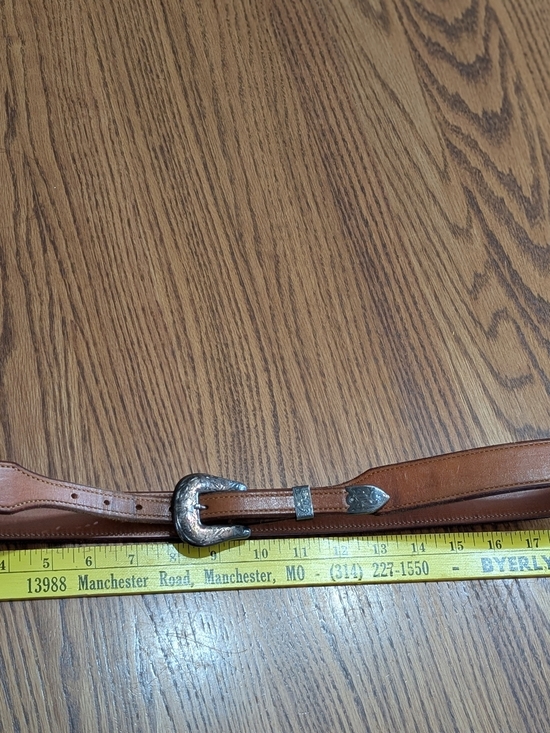 Women\'s Brown Leather Western Belt with Engraved Silver Accents main image 7
